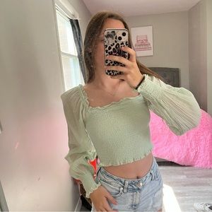 aerie puff sleeve crop top